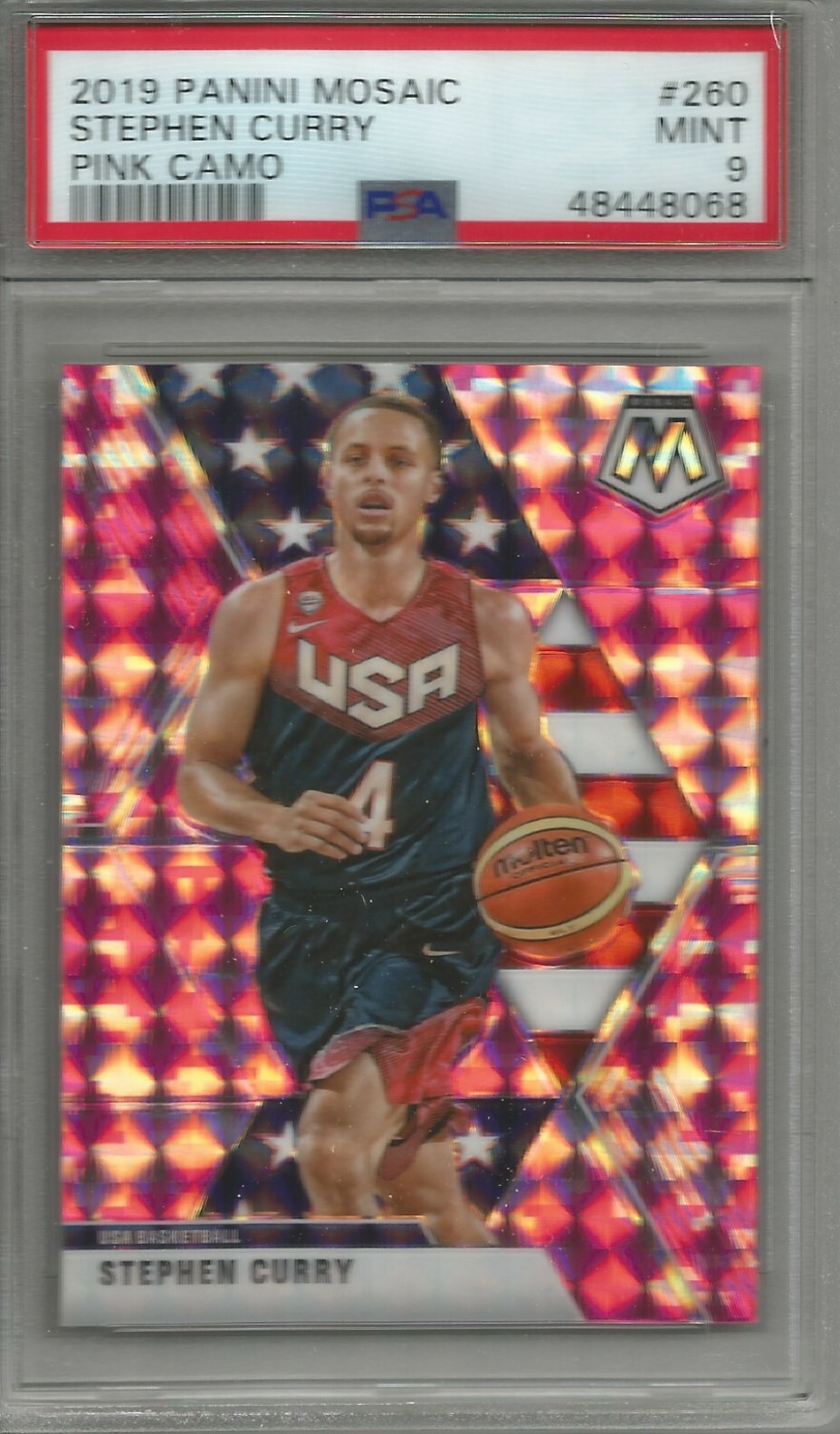 Stephen Curry 19/20 Panini Mosaic Pink Camo Prizm USA