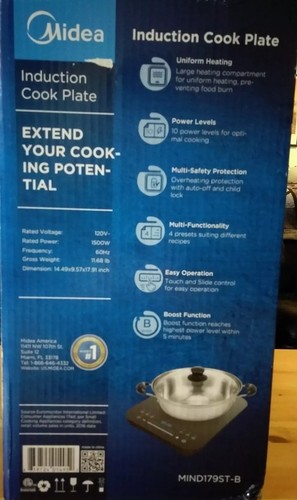 Midea Induction Portable Cooktop, Mind 179ST-B with 9-Inch Glass-Lid Sauté Pan