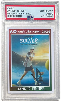 JANNIK SINNER SIGNED 2024 PRO NET AUSTRALIAN OPEN ROOKIE CARD AUTO RC PSA DNA