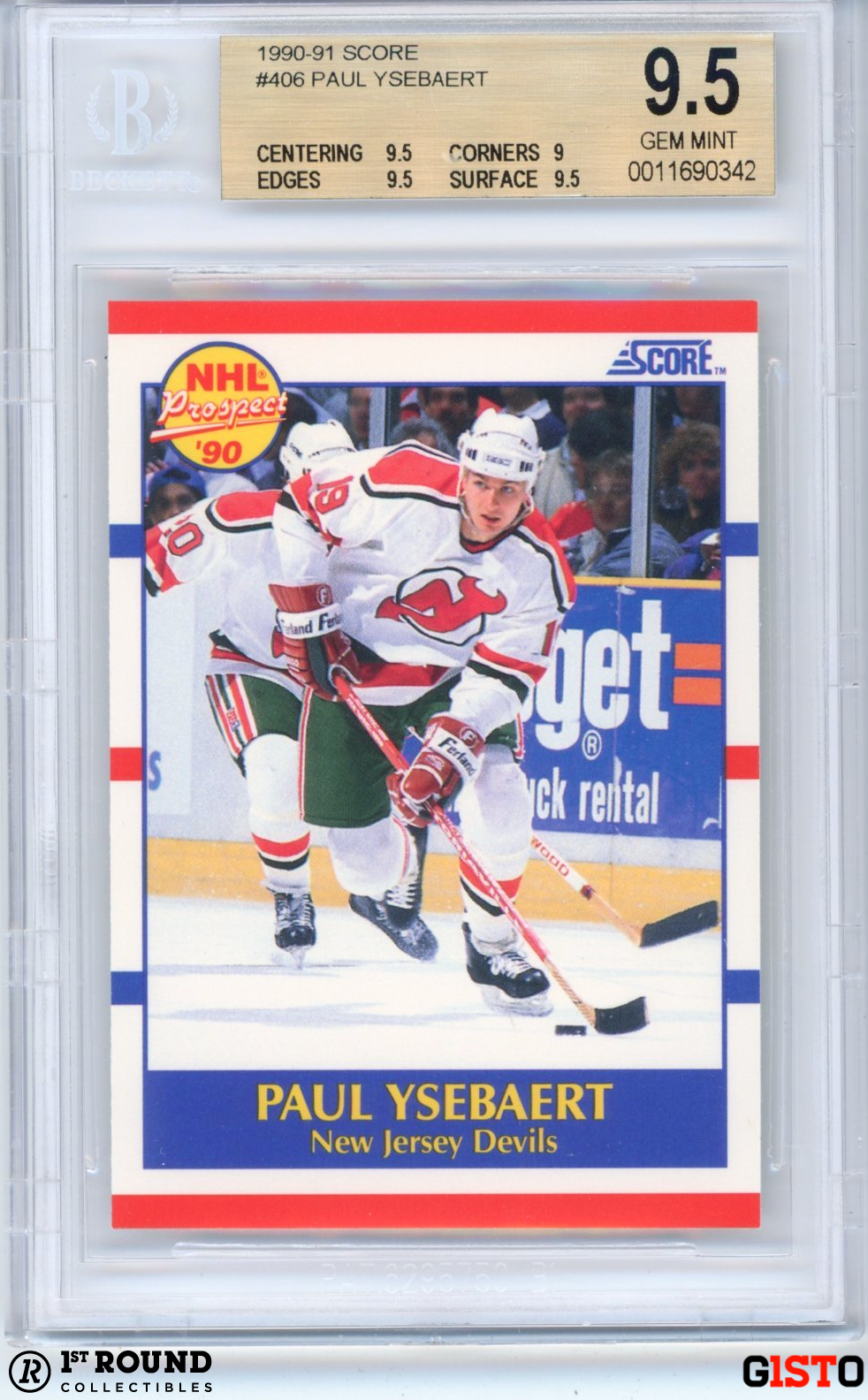 POP 1: Paul Ysebaert RC BGS 9.5: 1990-91 Score Rookie Card