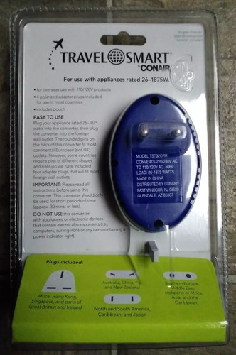 NEW! TRAVEL SMART by CONAIR International Converter Adapter SET 1875w - TS702CRR