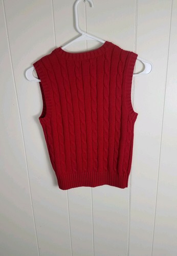 Chaps Boys Red Cable Knit Sweater Vest Size 8 Small