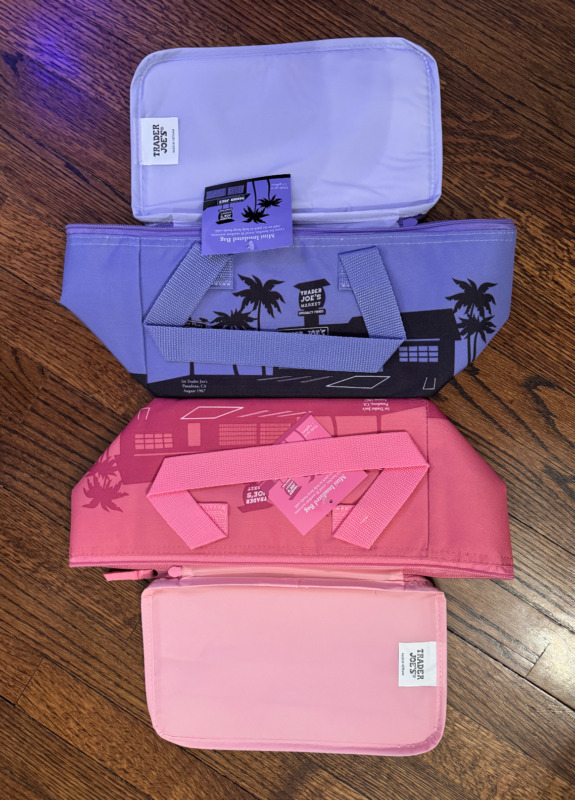 Trader Joe's Mini Insulated Tote Bag Bundle Pink & Lavender