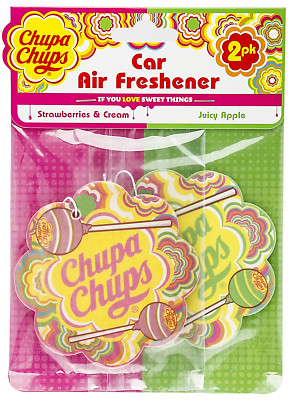 Car Air Freshener Chupa Chups x 2 | 1 Strawberries& Cream, 1 Juicy Apple in pack