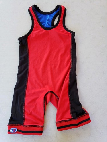 Cliff Keen Reversible Red and Blue Wrestling Singlet, Size Youth Large