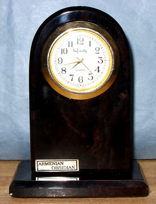 ARMENIAN OBSIDIAN QUARTZ DESK CLOCK