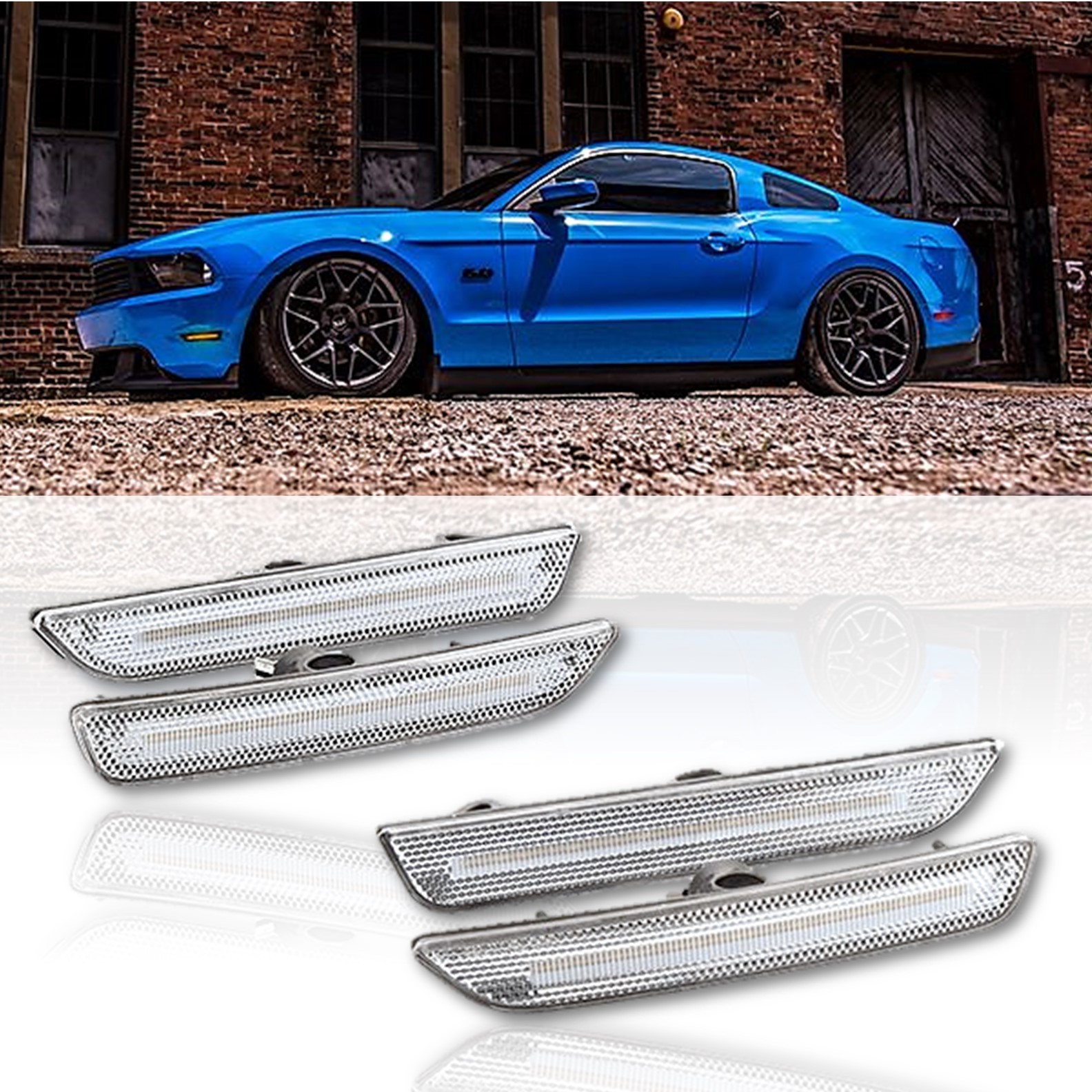 2010 2014 Ford Mustang Front Rear Side LED Clear Marker Lights Diode