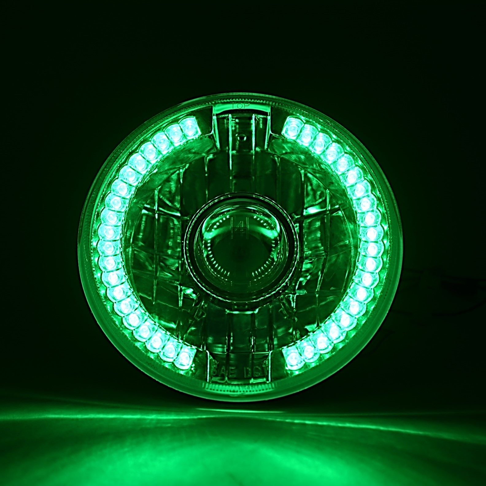 7" Green LED Halo Ring Angel Eye 60w Halogen Projector Headlight Light