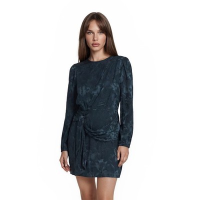 Shoshanna Mini Dress Womens Size 4 Teal Blue Floral Jacquard Wrap