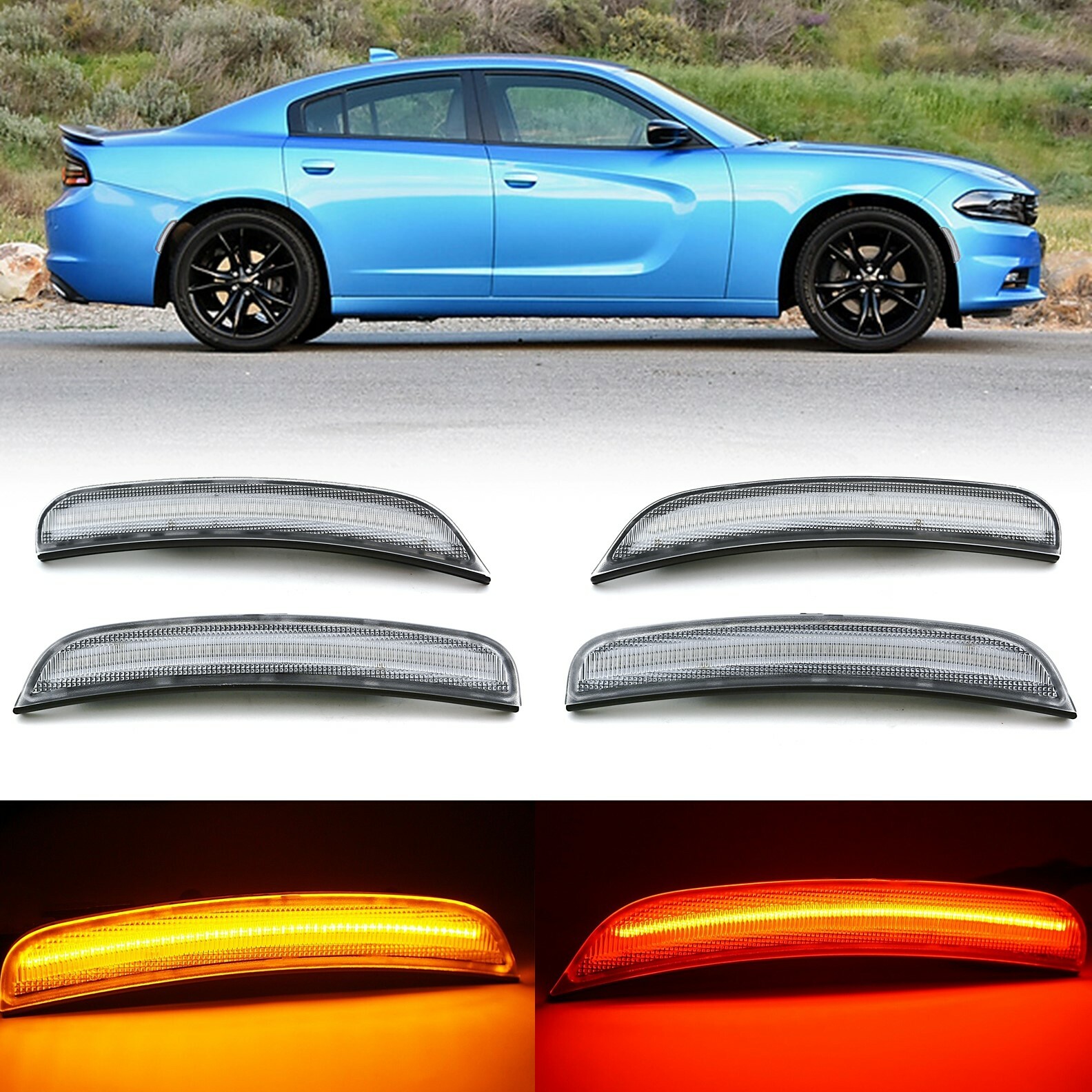 Clear Front & Rear LED Side Marker Light Lens Set For 20152018 Dodge
