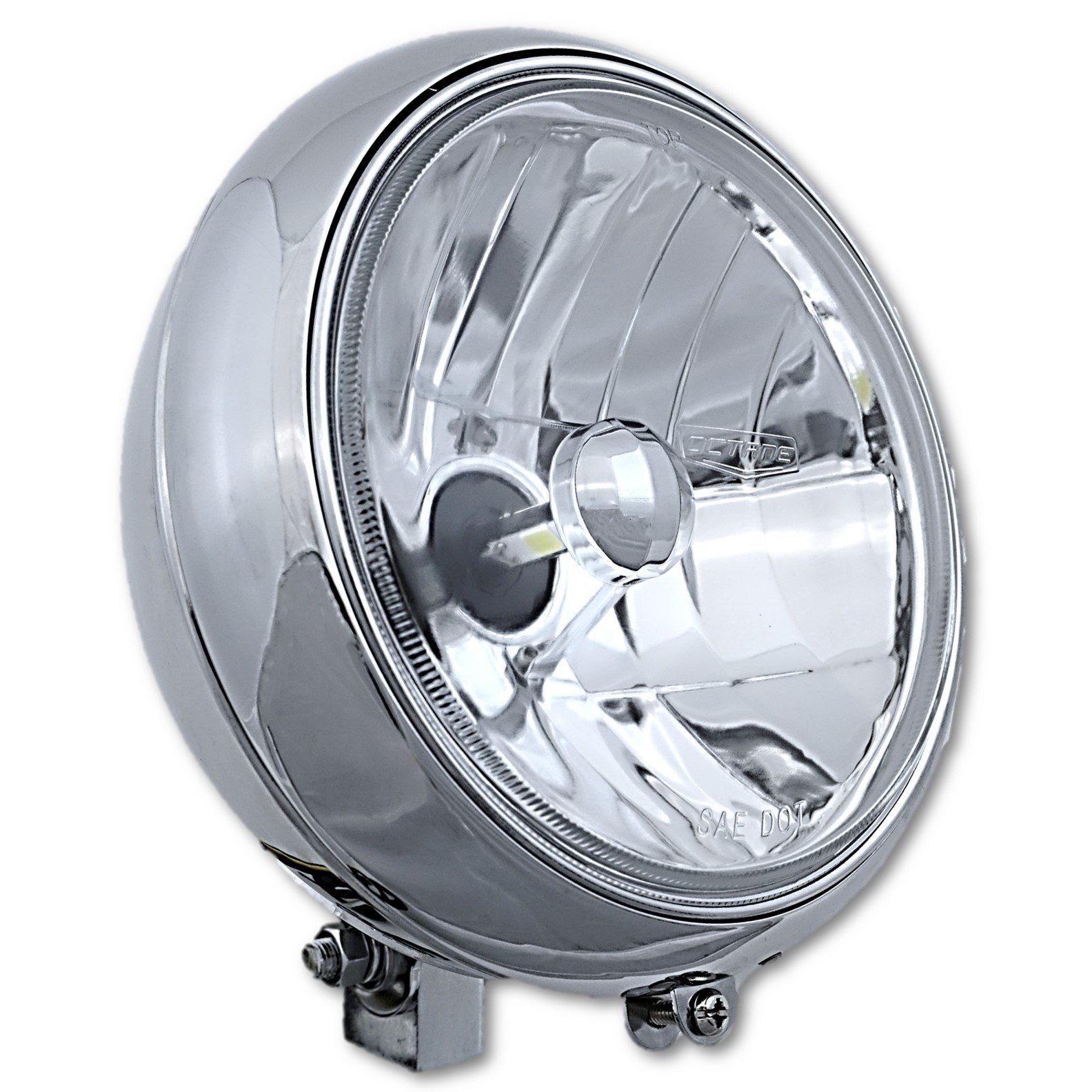 Motorcycle 7" Crystal Clear 6V 6Volt 6K LED H4 Headlight Chrome Bucket