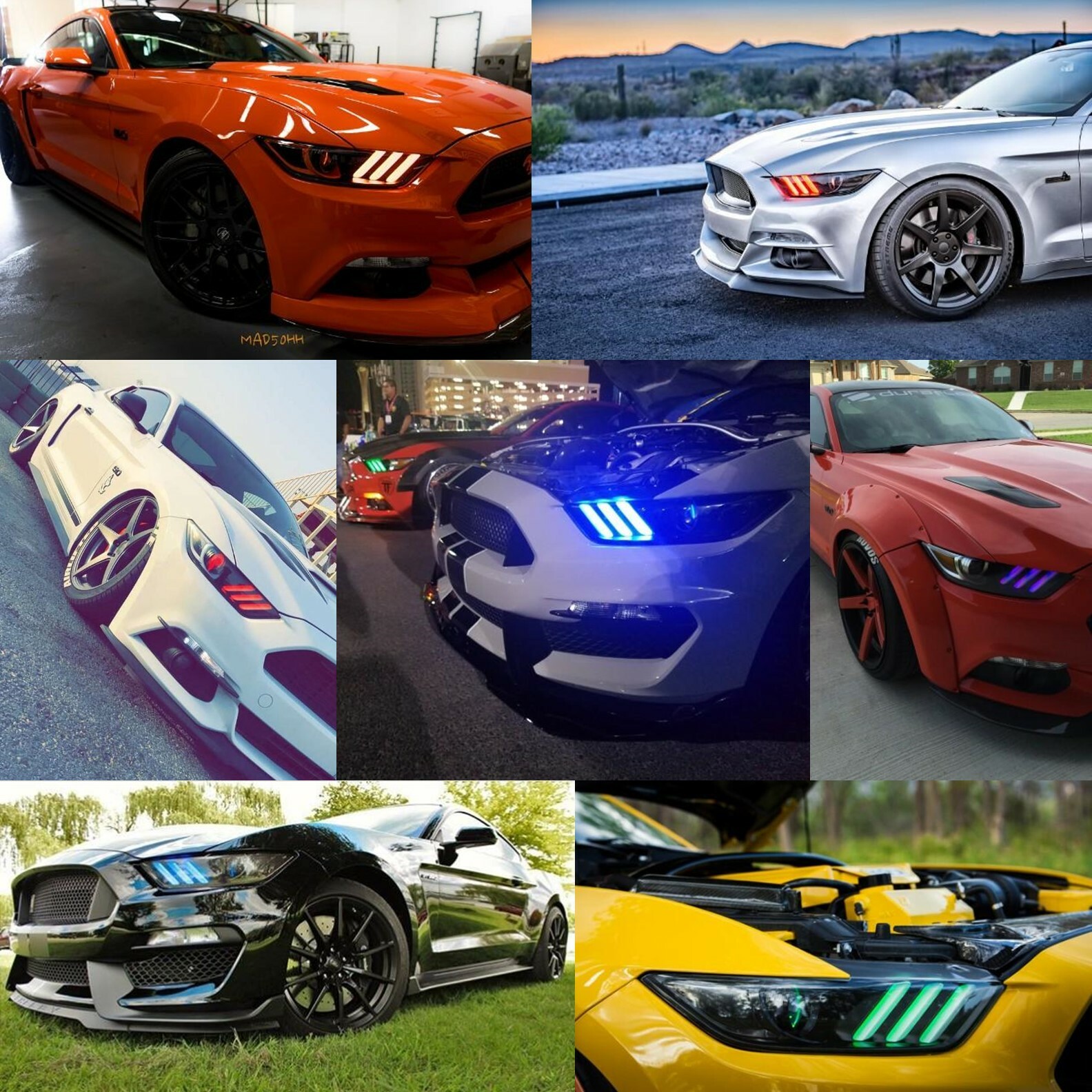RGB LED Multi-Color Changing Headlight Accent DRL Set For