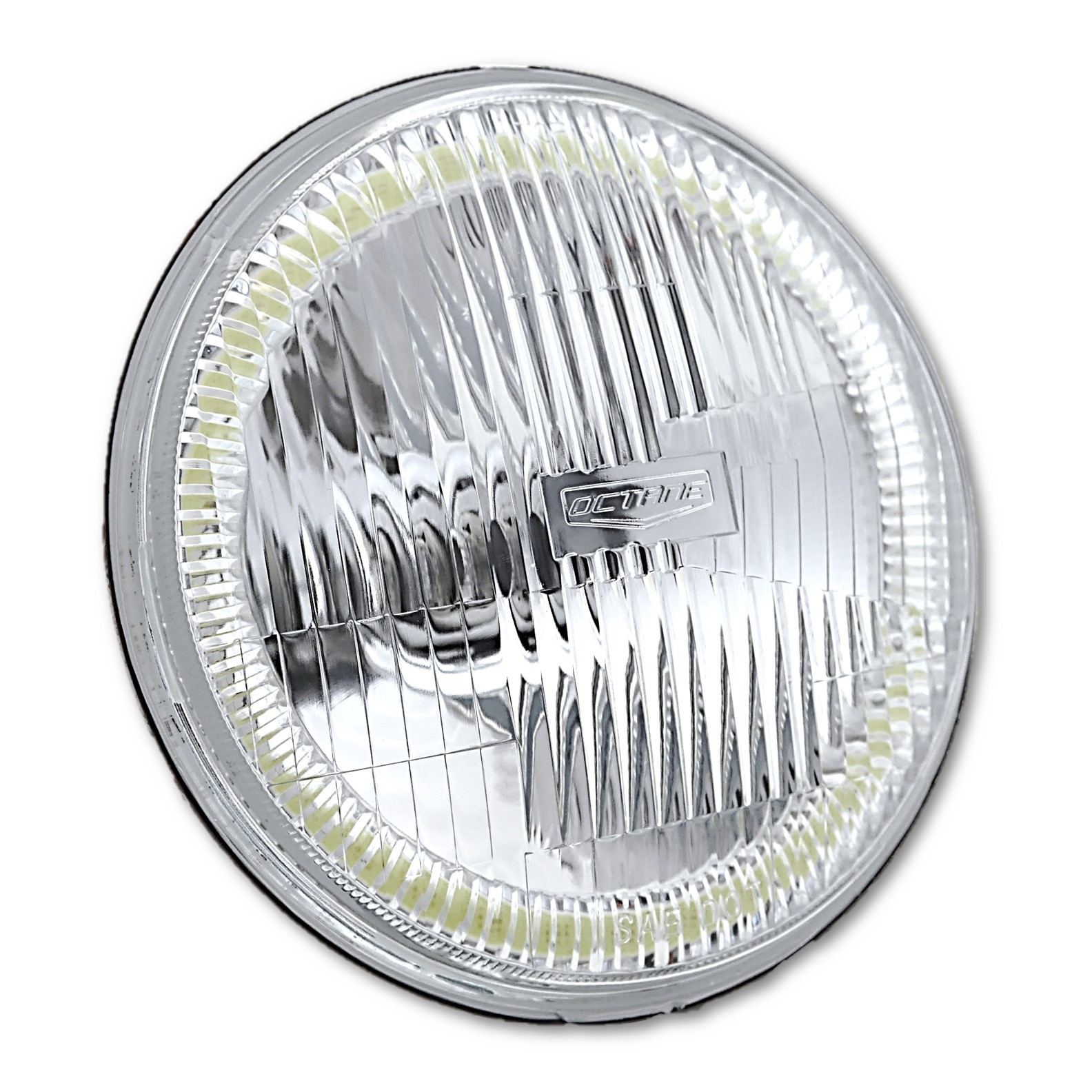 7" Halogen H4 Stock Headlight Headlamp White COB LED Halo Angel Eye