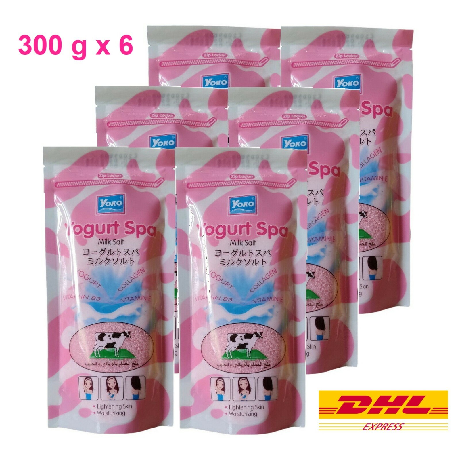 6 x YOKO Yogurt Spa Milk Salt Scrub Lightening Moisture Vit