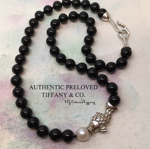RARE Authentic Tiffany & Co Vintage Onyx Koi Fish Pearl