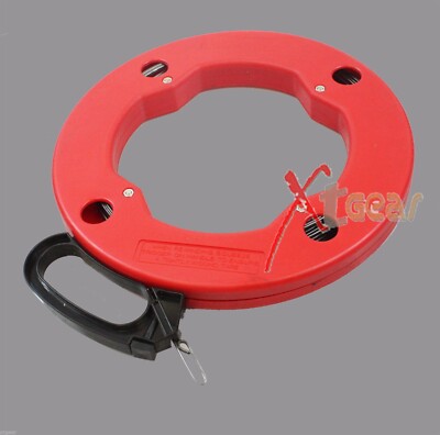100ft Fish Tape Electrical Reel Tape Wire Wheel Cable Puller Electricians