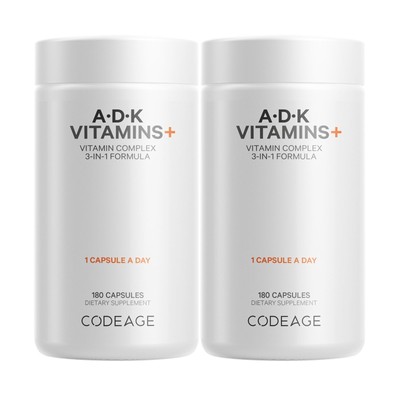 Codeage Vitamin ADK, 6-Month Supply 1 Capsule Per Serving, Immune, Bone & Hea...