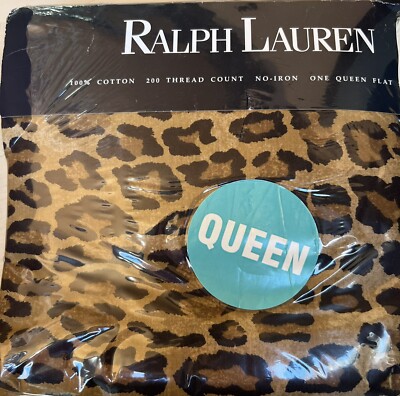 Ralph Lauren Aragon QUEEN Leopard Flat Sheet New NIP NOS HTF RARE