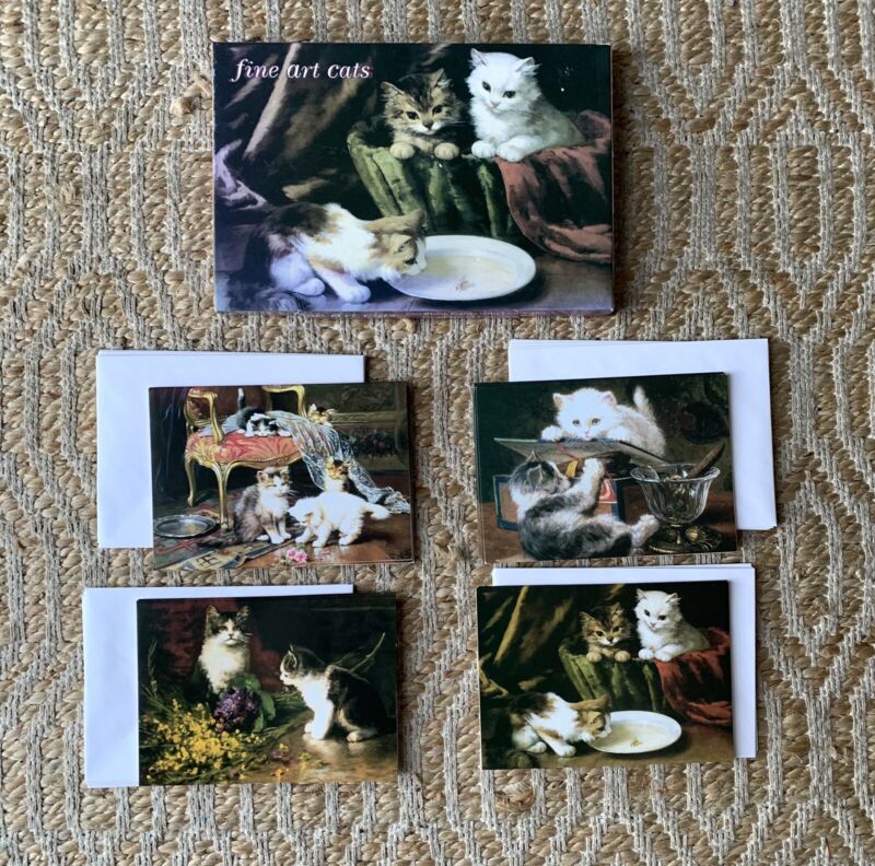 Vintage Cat Lover Greeting Cards Fine Art 1998 England Set of 20 New cottagecore