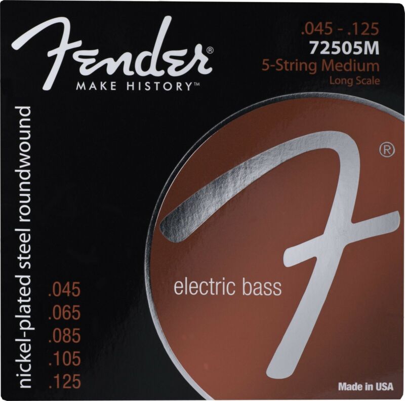 Genuine Fender® 72505m Nickel Plated Steel 5 String Bass Strings 0.045-0.125