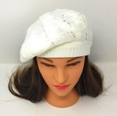 Custom knitted Crochet satin lined beanie beret women's winter hat 