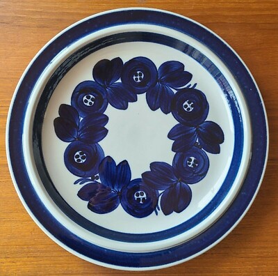 Vintage Hand-Painted Arabia of Finland Anemone Blue 13'' Chop Plate Ulla Procope