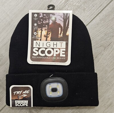 Night Scout Rechargeable LED Light  Beanie Black Hiking Mountain New