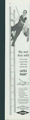 1956 Latex Paint Dow Chemical Vintage Print Ad Man Ladder Why Wash Walls SP1