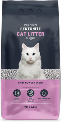 By Amazon Bentonite Premium Katzenstreu, Mit Babypuderduft, 10L (1Er-Pack) (Zuvo