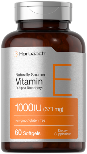 Витамин Е в мягких капсулах по 1000 ме | 671 мг | 60 грамм | Без ГМО | от Horbaach