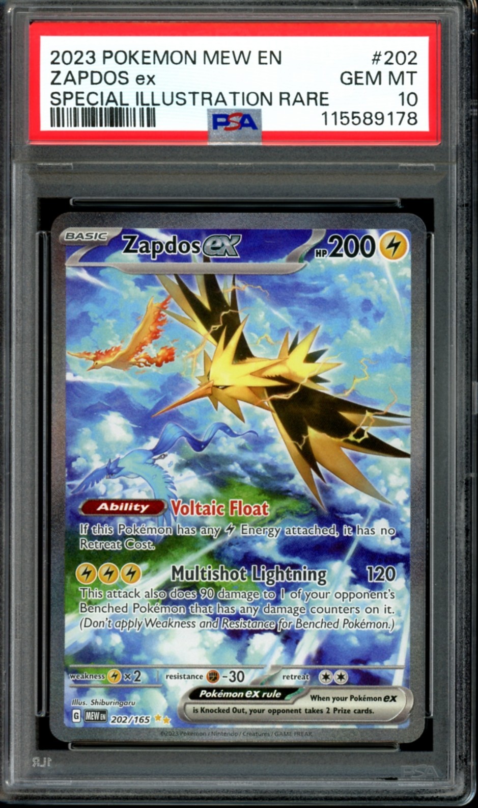PSA 10 Zapdos Ex 202/165 SIR Special Illustration Rare