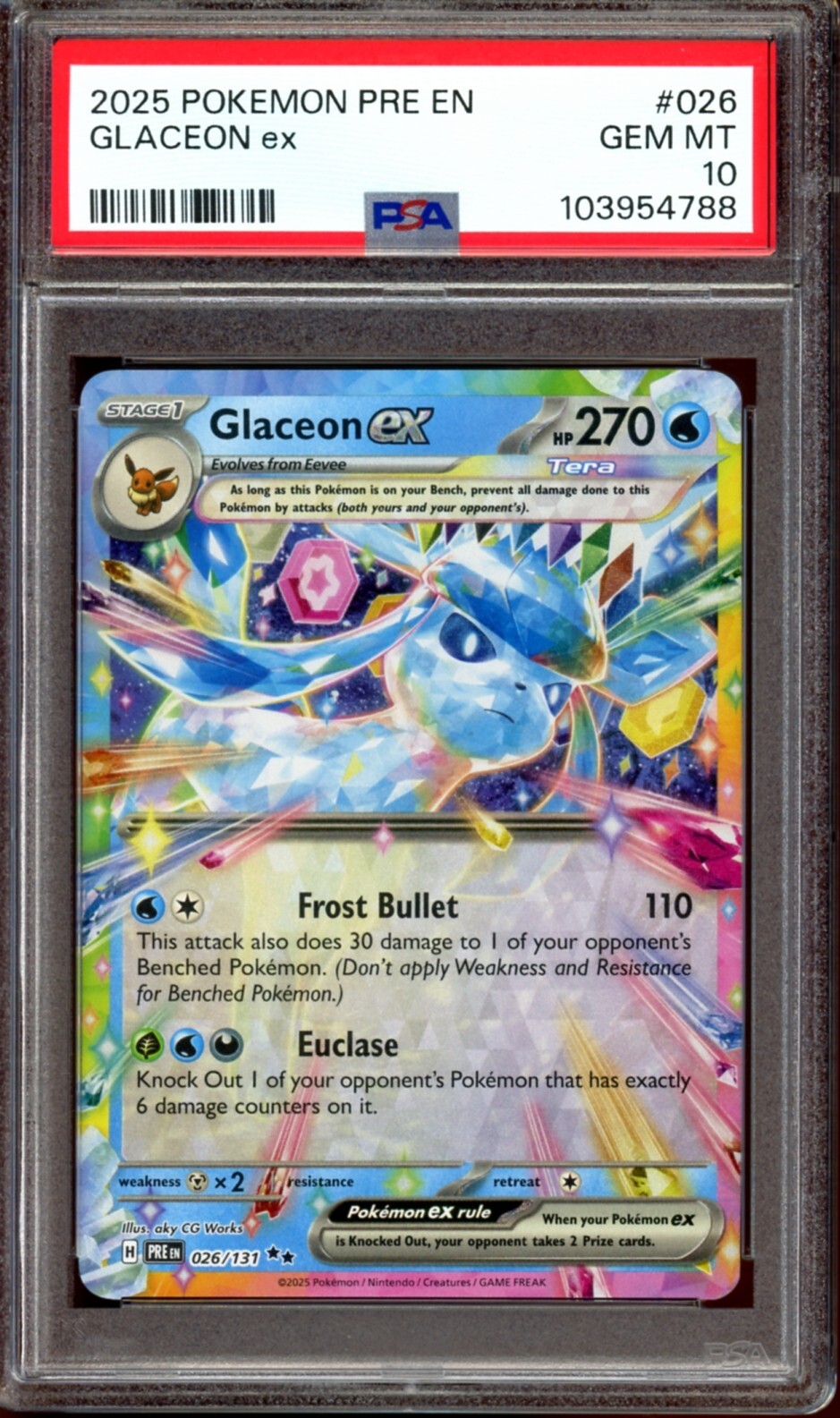 PSA 10 GEM MINT Glaceon ex 026/131 Prismatic Evolutions PSA 10 GEM MINT Glaceon ex 026/131 Prismatic Evolutions