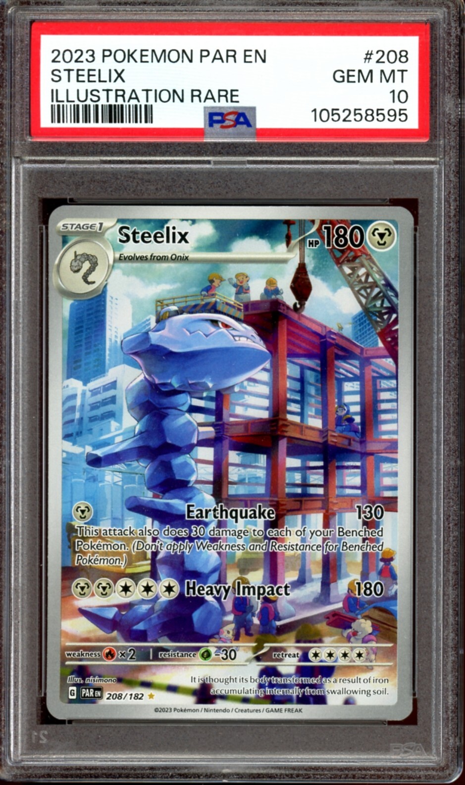 PSA 10 GEM MINT Steelix 208/182 Illustration Rare IR Paradox