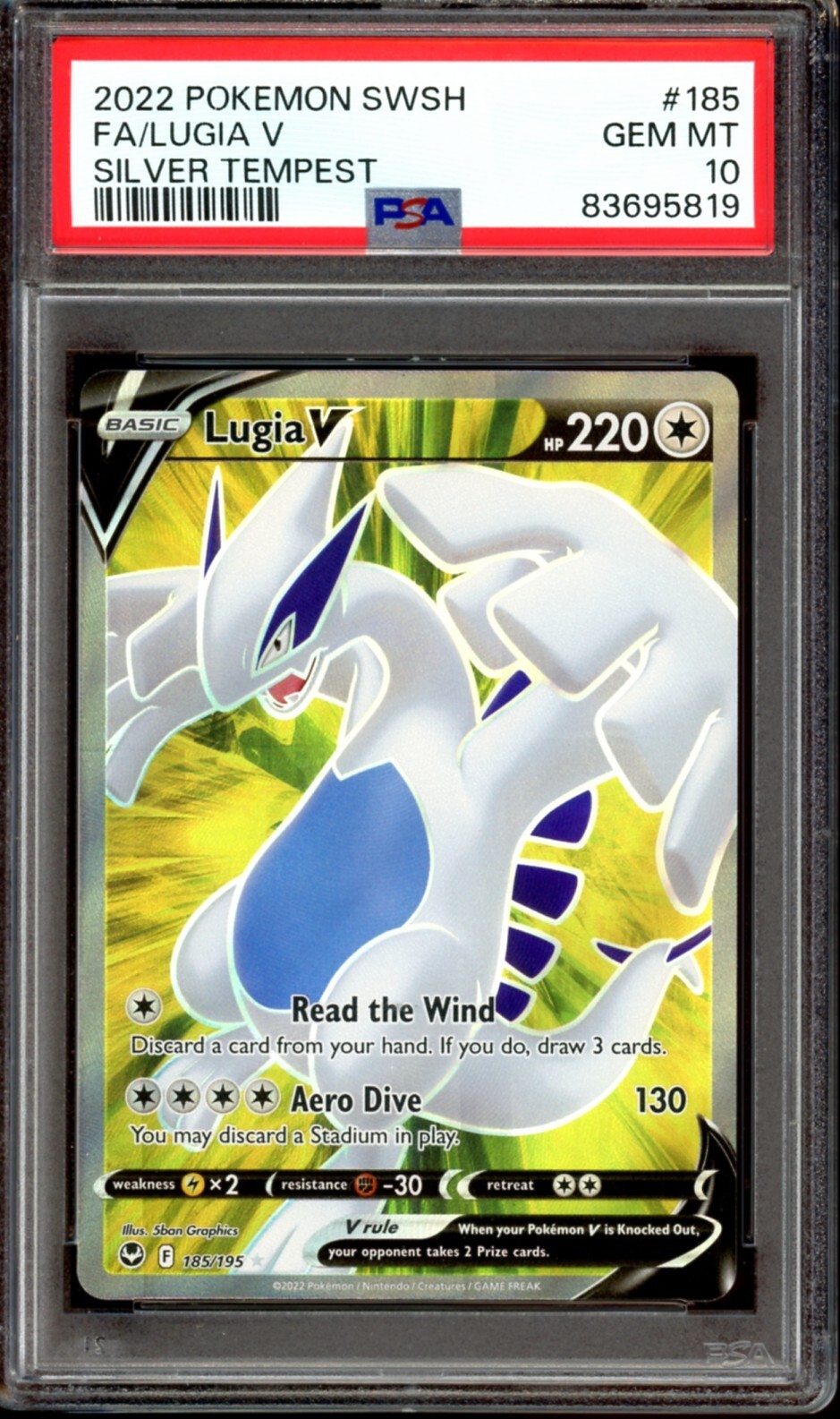 PSA 10 GEM MINT Lugia V 185/195 Full Art Ultra Rare Silver PSA 10 GEM MINT Lugia V 185/195 Full Art Ultra Rare Silver