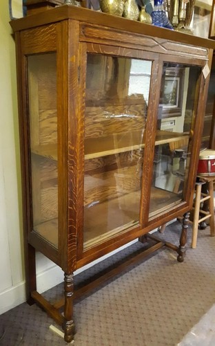 Antique Pegged Oak Display cabinet china country general store