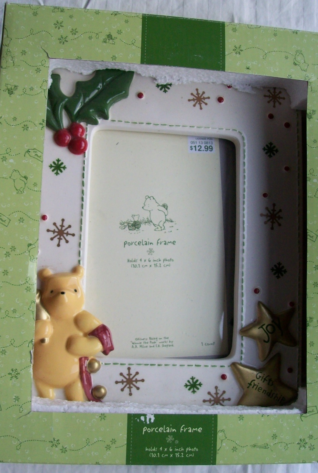 Classic Winnie the Pooh Christmas Holiday Porcelain Picture Frame Holly Target