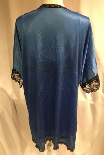 Vintage Sheer Blue Nylon Peignoir Set With Black Lace Detail Vintage Nightgown a