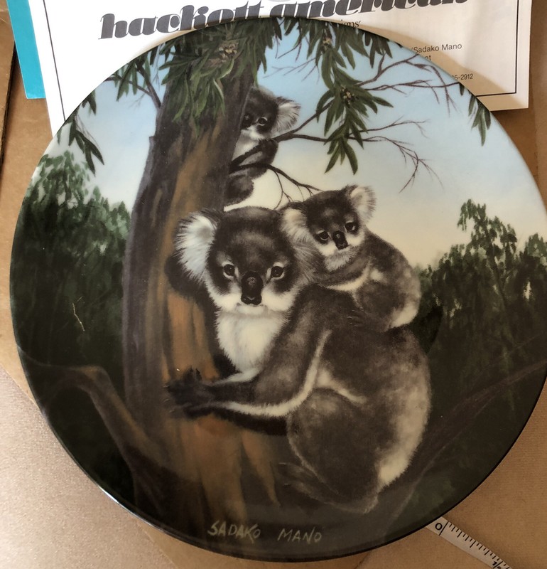 Decorative Plate: 1982 "Australian Koala Bears" by Sadako Mano; Hackett