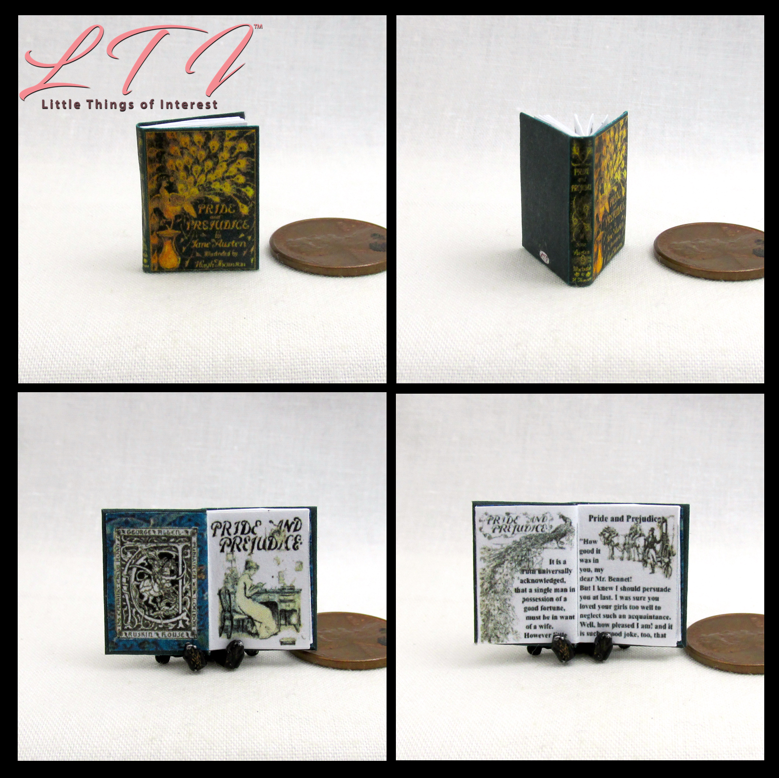 JANE AUSTEN Miniature Book Set 6 Readable Illustrated 1:12 Scale Books