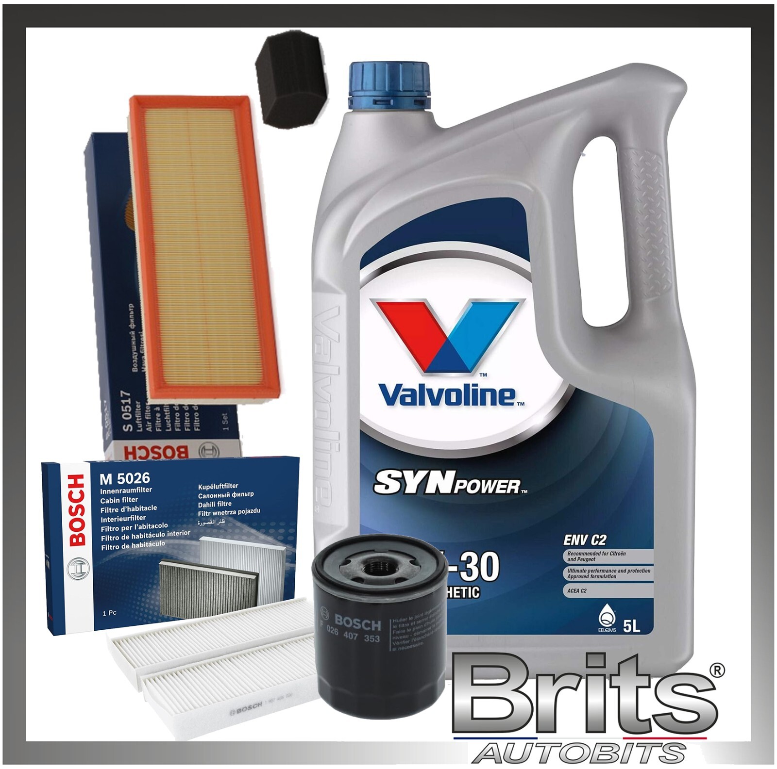 Service Kit fits VAUXHALL GRANDLAND X 1.2 Petrol MK1 – Bosch Filters & 5L 0W30