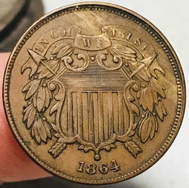 1864 Two Cent Piece 2C Civil War Date Large Motto