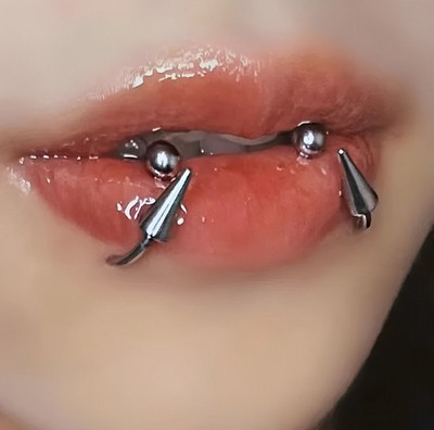 Pair Snake Bite 10mm Spike Ring Lip Earring Hoop 16g (1.2mm)316L Steel Ear Helix