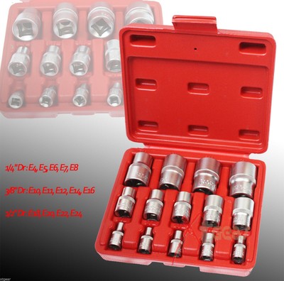 New 14pc Torx Torq Torque Star Female E-Socket Set W/Case