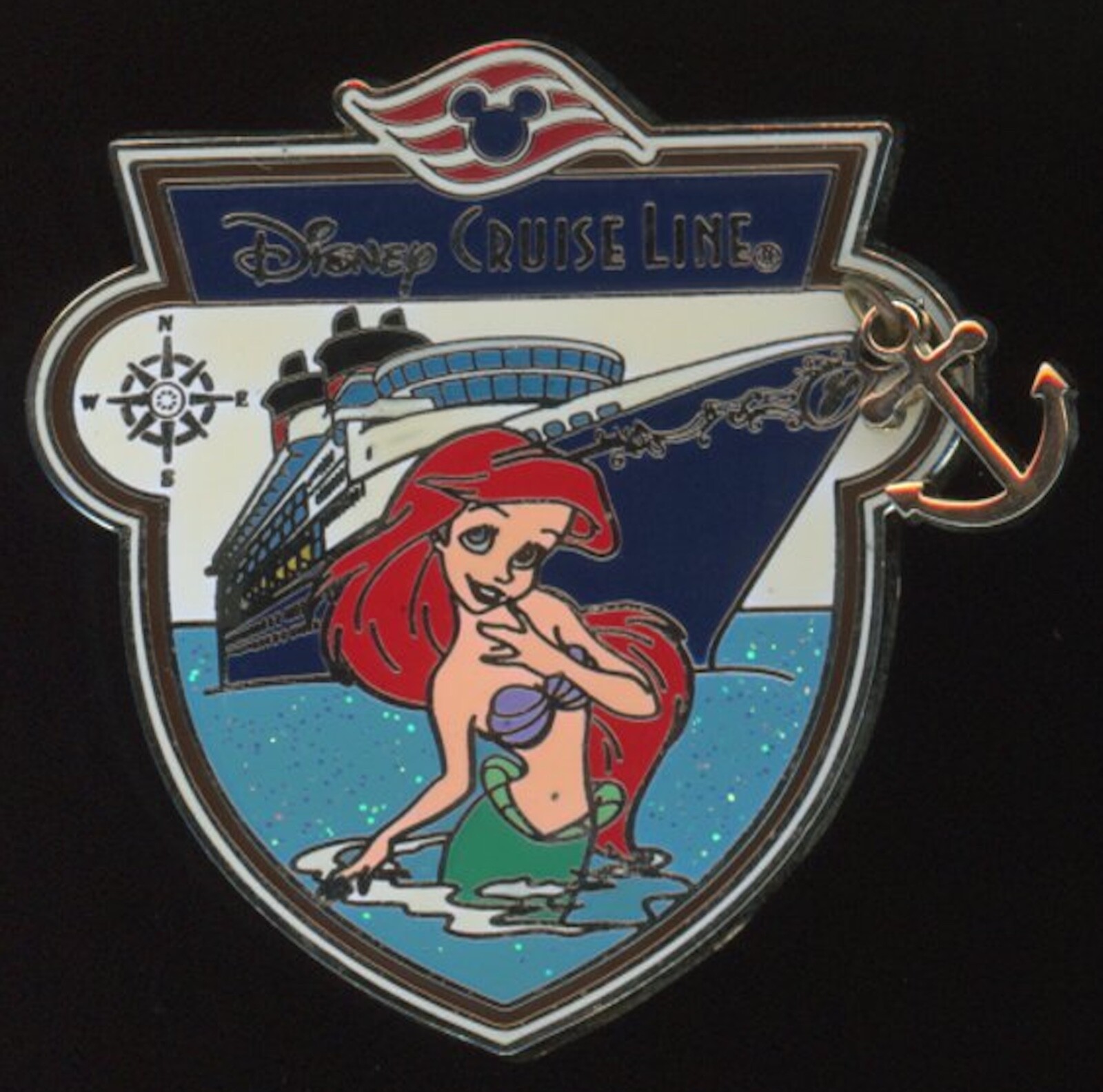 2928.海外ディズニークルーズラインピンアーティストチョイス アリエル2002 DCL Cruise Line Anchor Characters with Ship Ariel LE 500