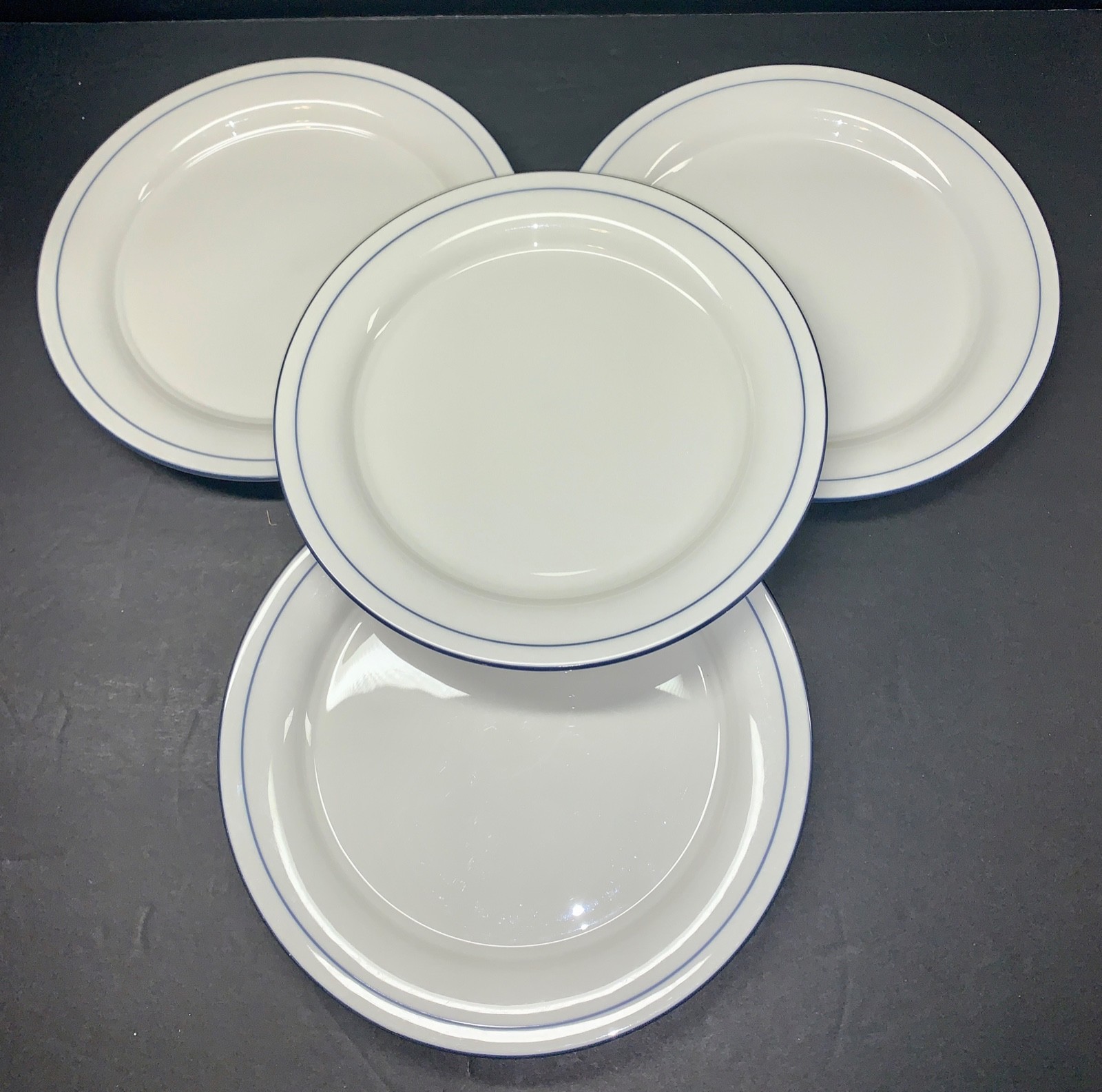 4 Lenox BLUE PINSTRIPES Salad Dessert Plates 8 1/4