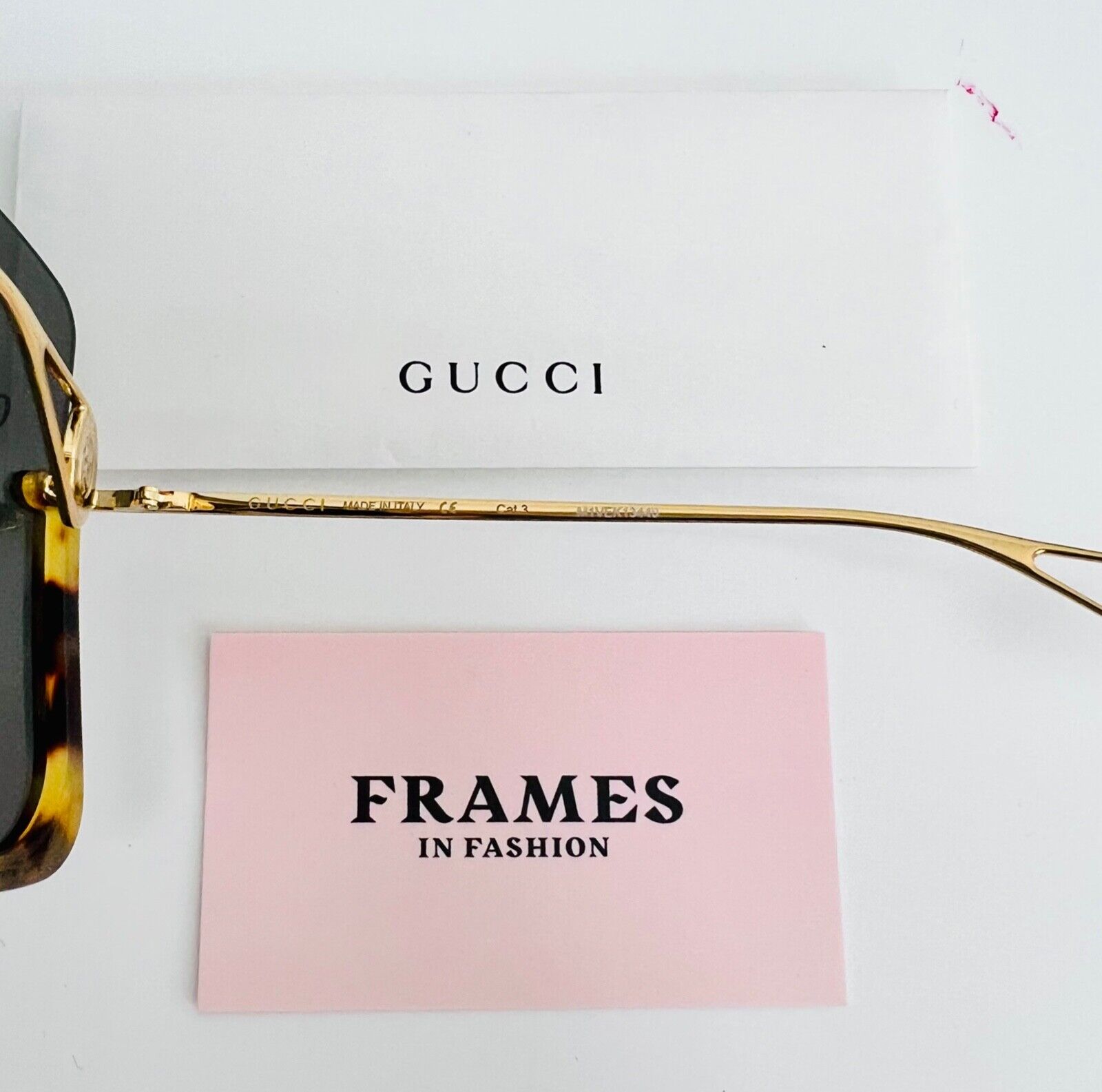 Pre-owned Gucci Star 0540 Black Havana Stud Mask Rimless Runway Sunglasses Gg0540s 002