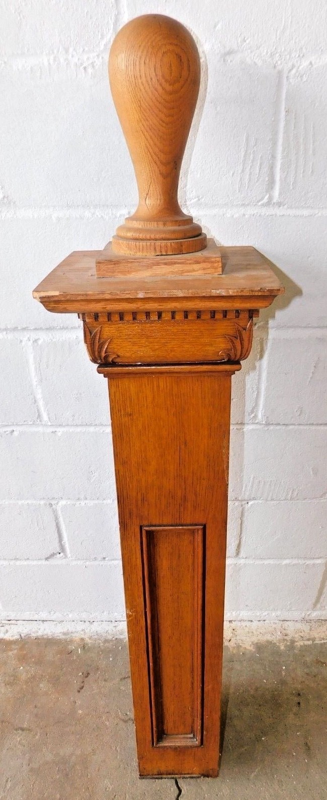 1800's Wooden Stair NEWEL POST Stairway Finial VICTORIAN Quarter Sawn Oak ORNATE