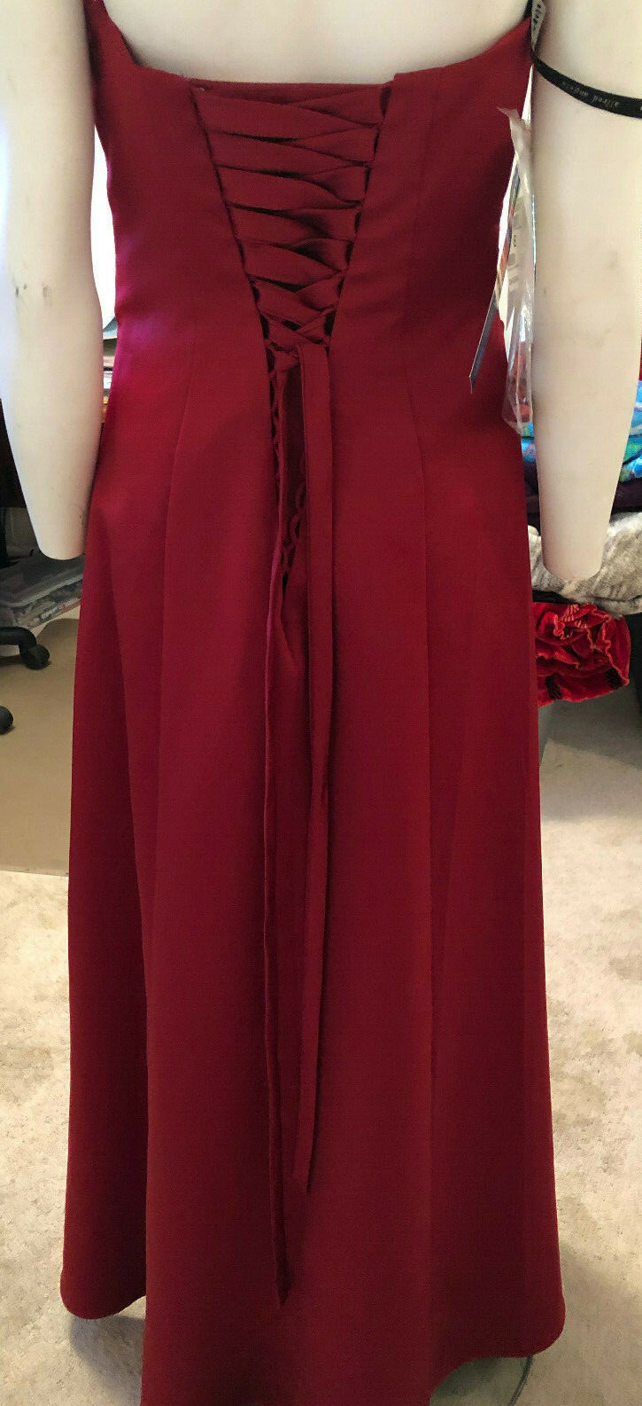 NWT Red (Claret) Strapless Beaded Prom Dress w/Rouching by Alfred Angelo Size 8