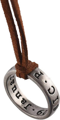 Uncharted 4 Nathan Drake Ring Necklace for Men with Adjustable Leather Cord Hand