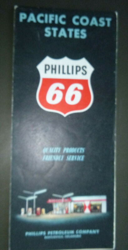 1961 Pacific Coast United-States-road-map-Phillips-66-gas-oil-route California